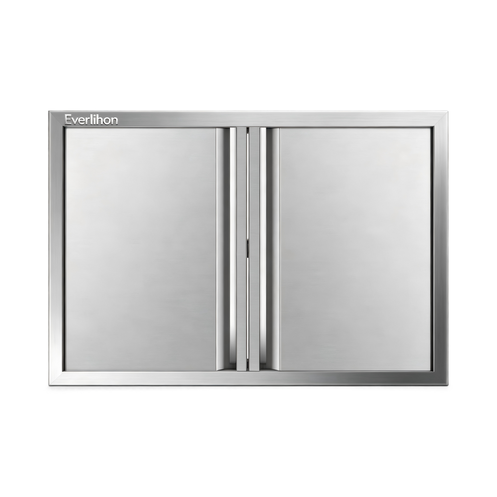 201 Stainless Steel Recessed Double BBQ Door, Custom Sizes, Flush Mount Outdoor Kitchen