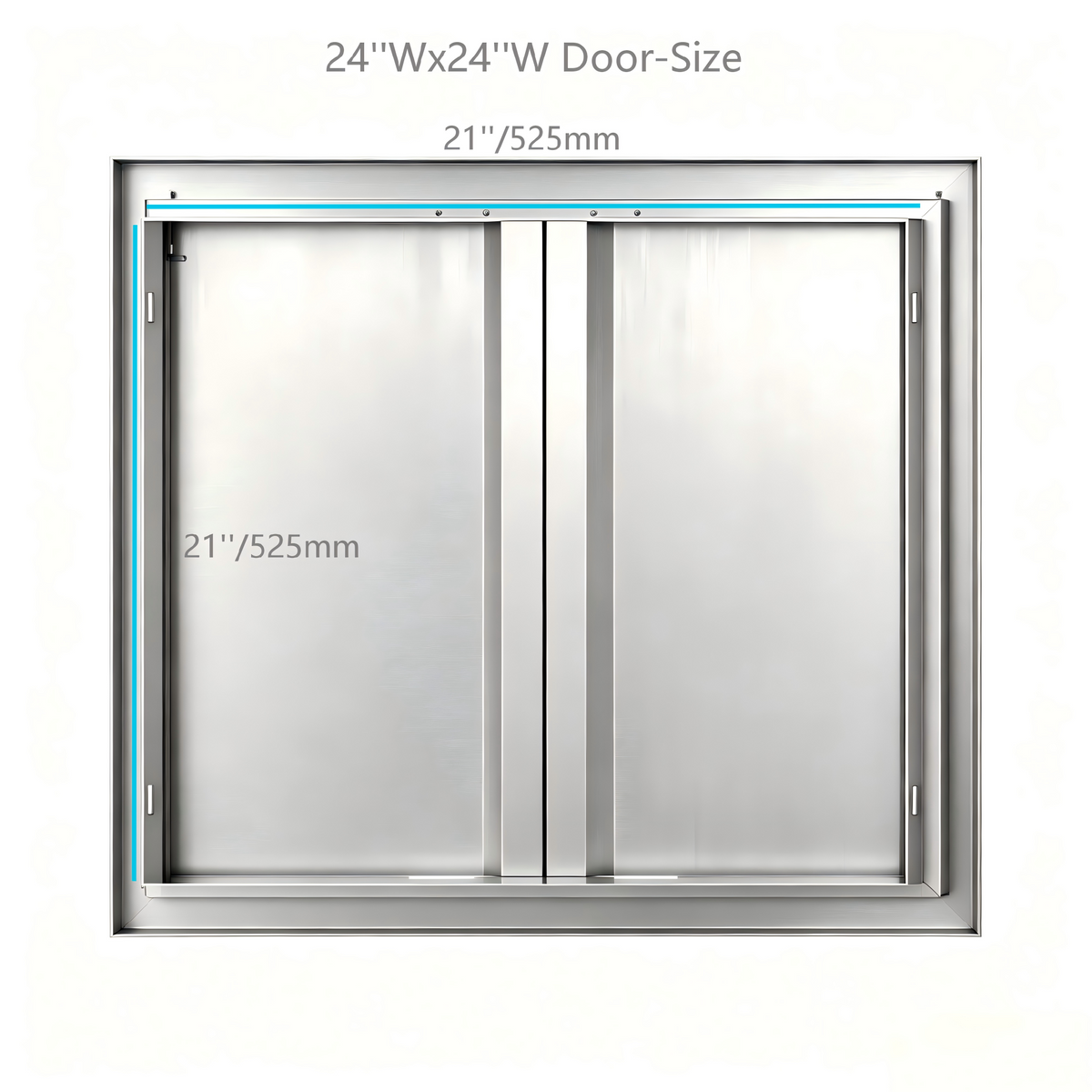 201 Stainless Steel Recessed Double BBQ Door, Custom Sizes, Flush Mount Outdoor Kitchen