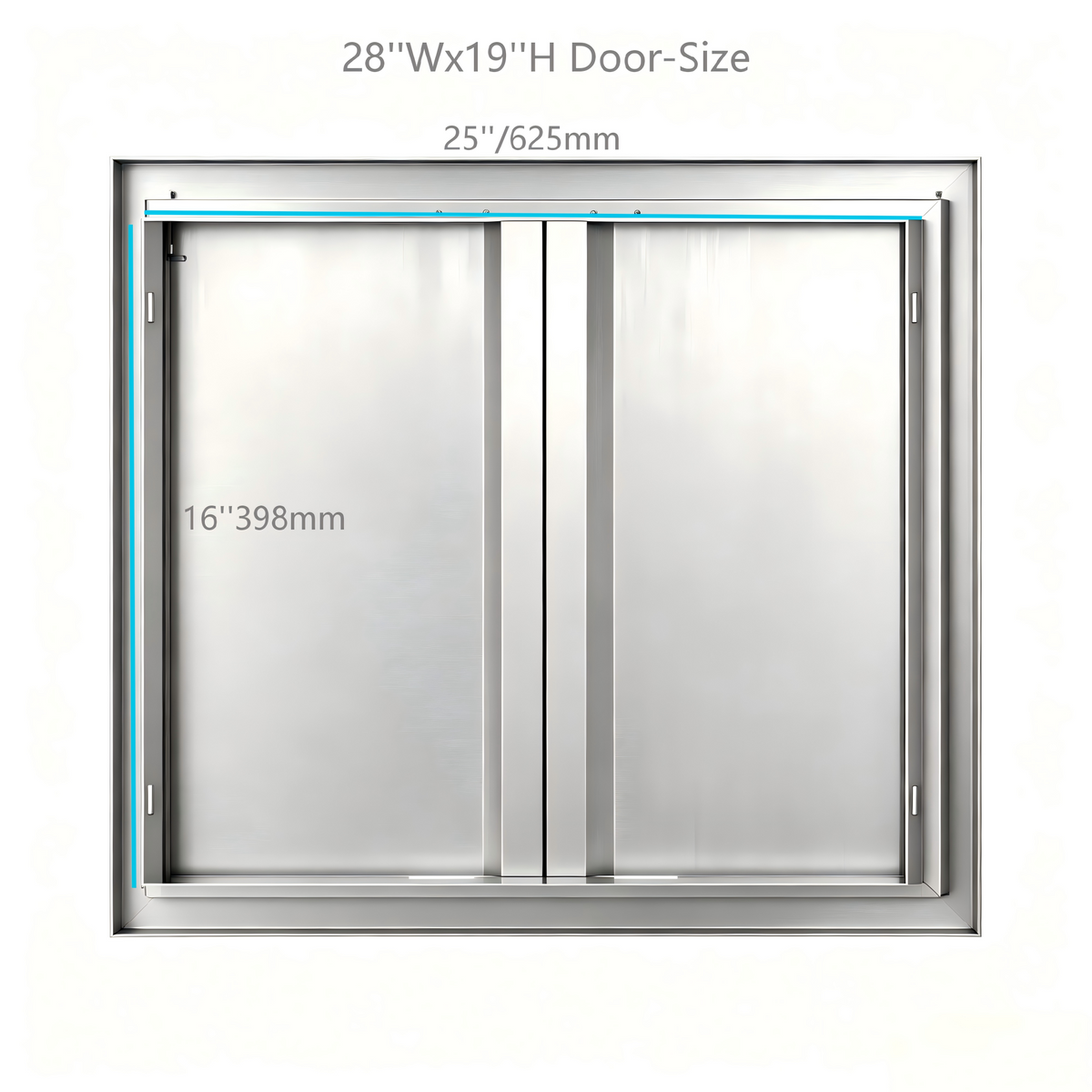 201 Stainless Steel Recessed Double BBQ Door, Custom Sizes, Flush Mount Outdoor Kitchen