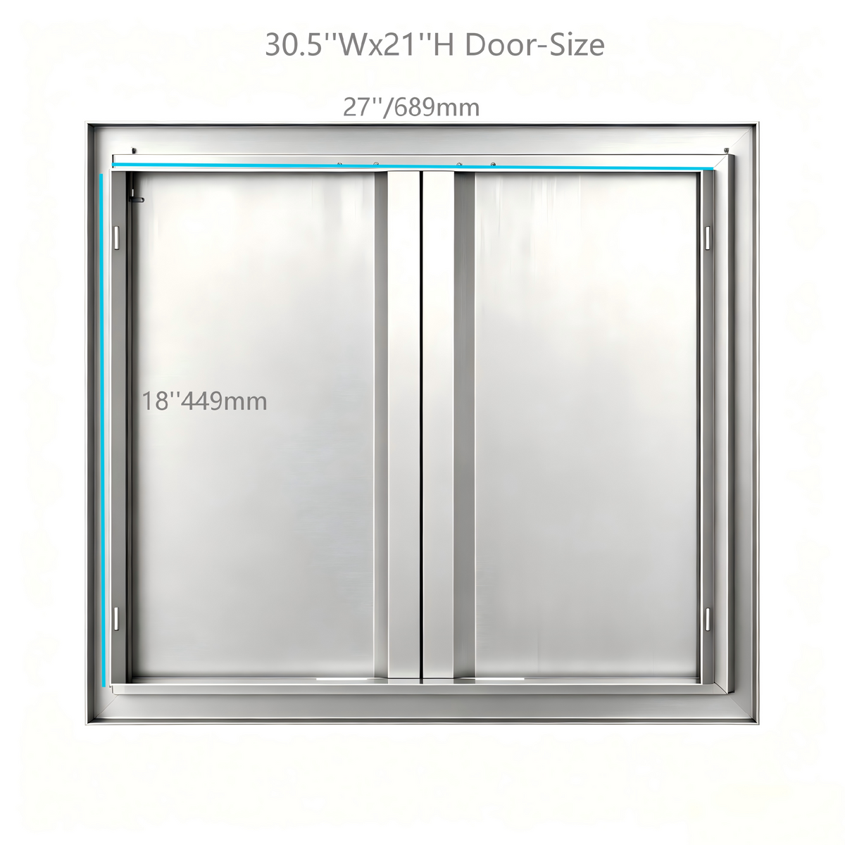 201 Stainless Steel Recessed Double BBQ Door, Custom Sizes, Flush Mount Outdoor Kitchen