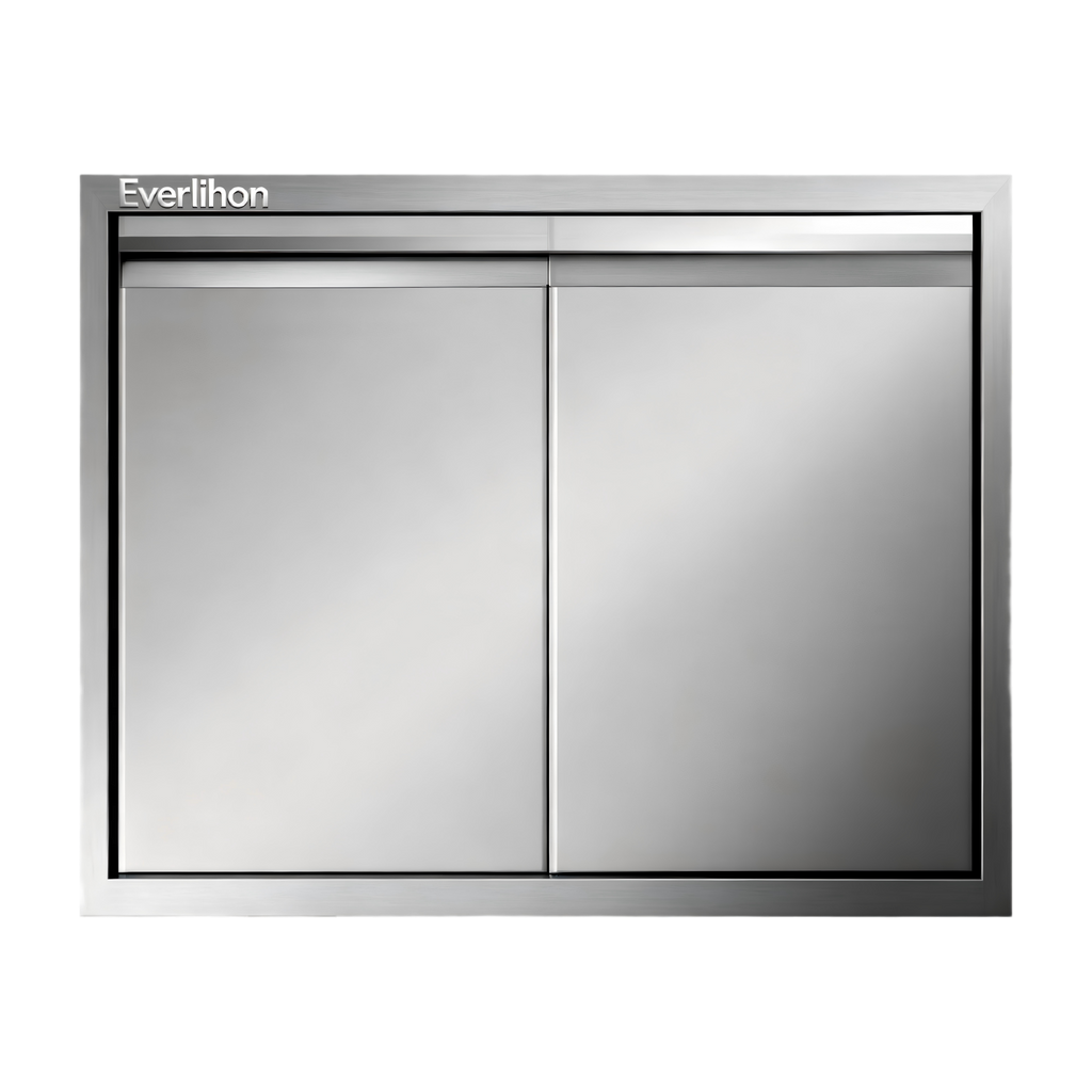 201 Stainless Steel Recessed Double BBQ Door 30 x 21 Inch, Flush Handle, Outdoor Kitchen