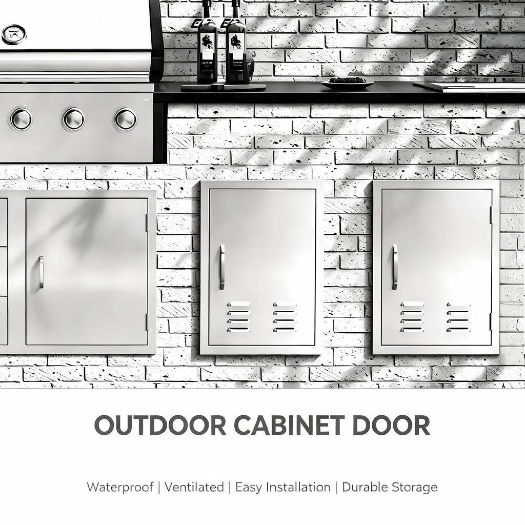 201 Stainless Steel Vented Single BBQ Door 17 x 24 Inch with Inner Cross Beam