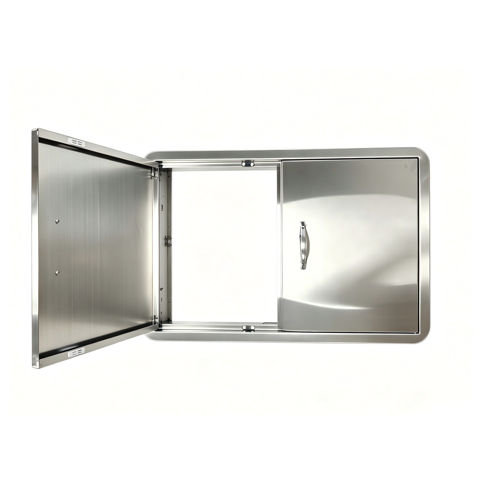 Puerta de gabinete de barbacoa semicircular para exteriores de 27.56W * 18.58H, puertas dobles de acero inoxidable