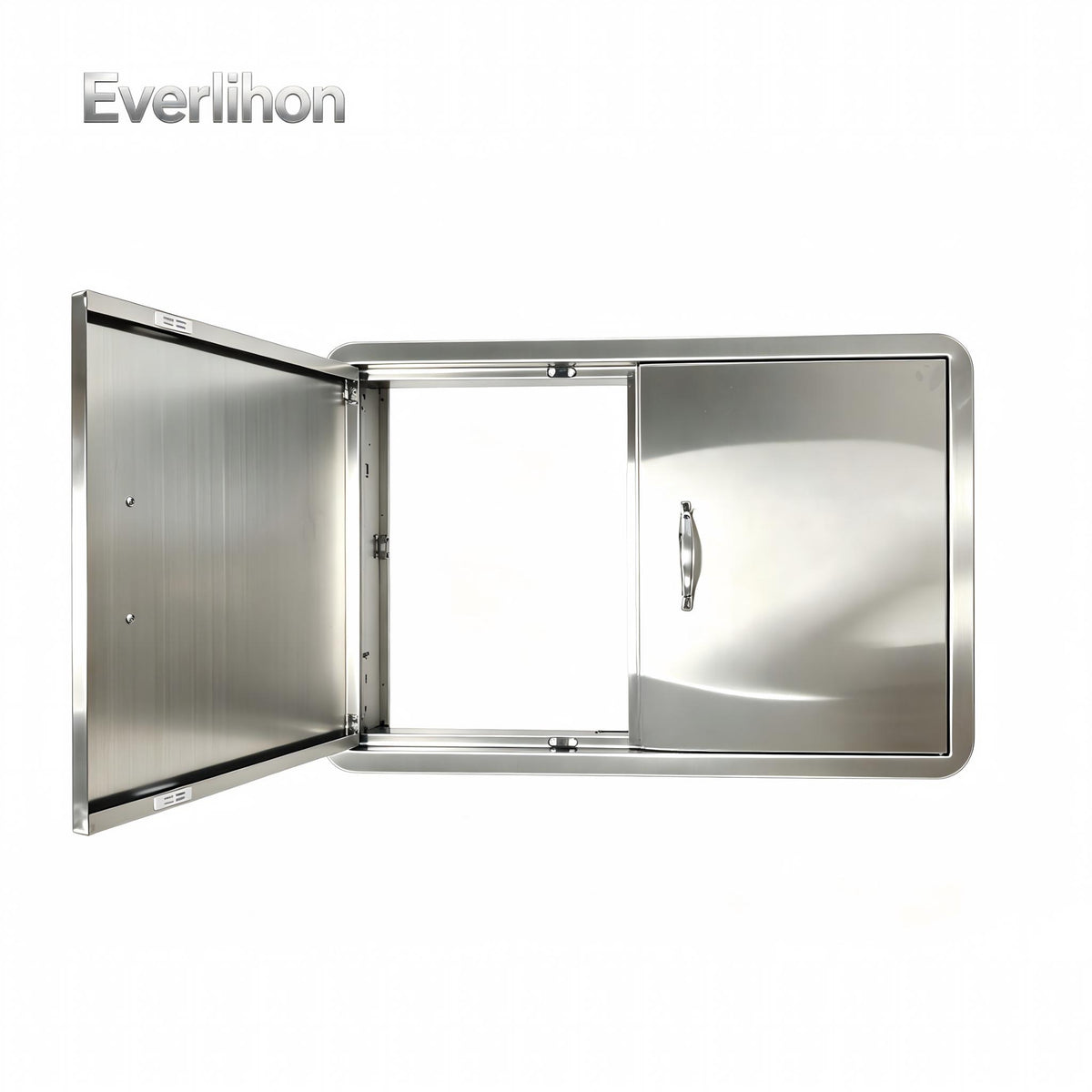201 Stainless Steel Outdoor BBQ Door 27.56 x 18.58 Inch, Semi-Circular Frame, Drop-In
